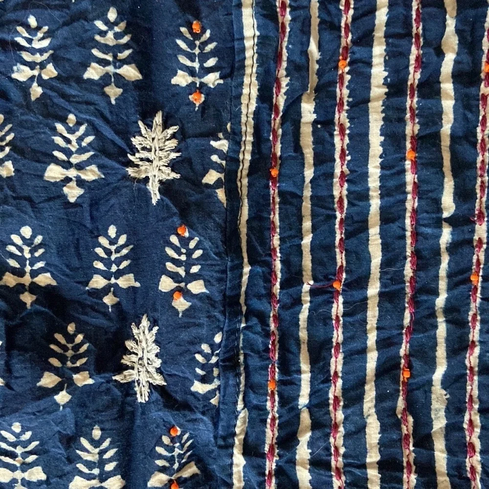 Red white and blue infinity scarf stripes floral Americana quiet luxury boho